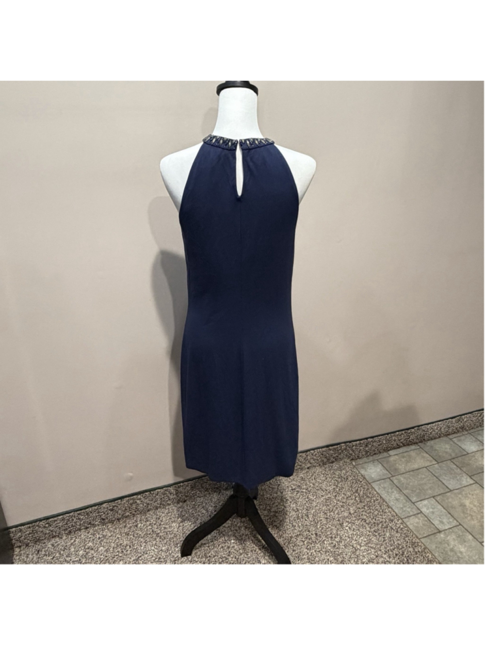 New Tommy Bahama Jersey Halter Dress M Blue Beach Cruise Resort Travel Coastal - Picture 3 of 12